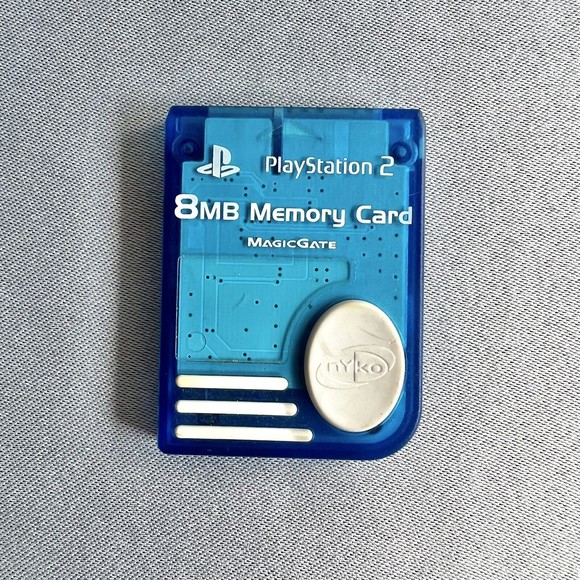 Lot Of 2 Memory Cards 8MB MagicGate Blue & Yellow Nyko for PlayStation 2 PS2 - Picture 3 of 4